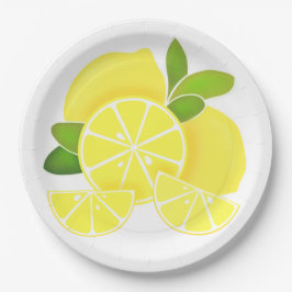 Plato De Papel Lemon lemons lonchas de limón fruta tropical amari
