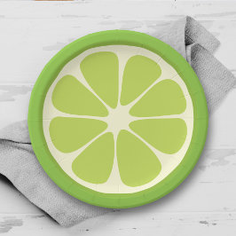 Plato De Papel Lemon Lime Green Juicus Summer Citrus Fruit Slice
