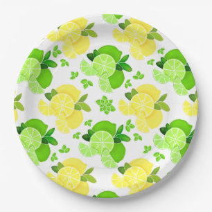 Plato De Papel Lemon lime lonas de limón soleado citrus pap