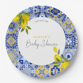 Plato De Papel Lemon Mediterranean Boho Arch Baby Shower