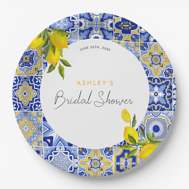 Plato De Papel Lemon Mediterranean Boho Arch Briower (Anverso)