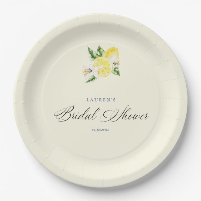 Plato De Papel Lemon Mediterranean bridal shower italian  (Anverso)