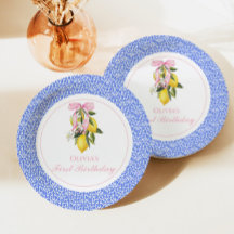 Lemon Pink Bow preppy primer cumpleaños