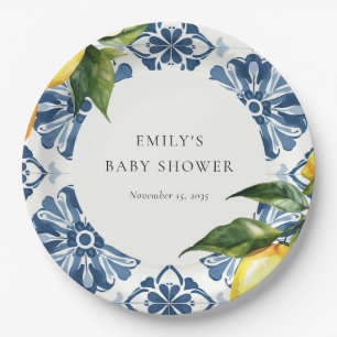 Plato De Papel Lemon Positano Baby Shower italiano