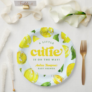 Plato De Papel Lemon Retro Little Cutie Yellow Arch Baby Shower
