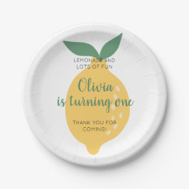 Plato De Papel Lemonade and Turning One Lemon Primer cumpleaños
