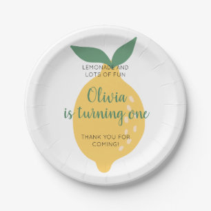 Plato De Papel Lemonade and Turning One Lemon Primer cumpleaños