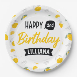 Plato De Papel Lemonade Stand Happy Birthday Theme Personalizado