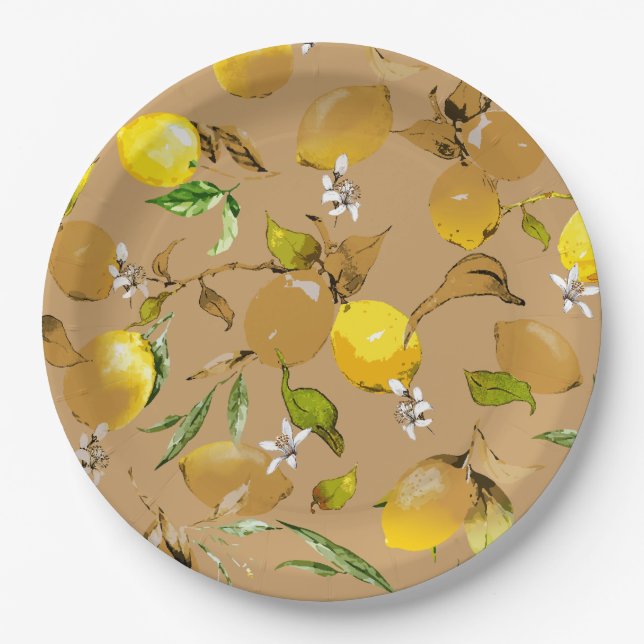 Plato De Papel Lemones acuarelas 33 (Anverso)