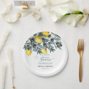 Plato De Papel Lemones de apresión principal Ducha de novias co