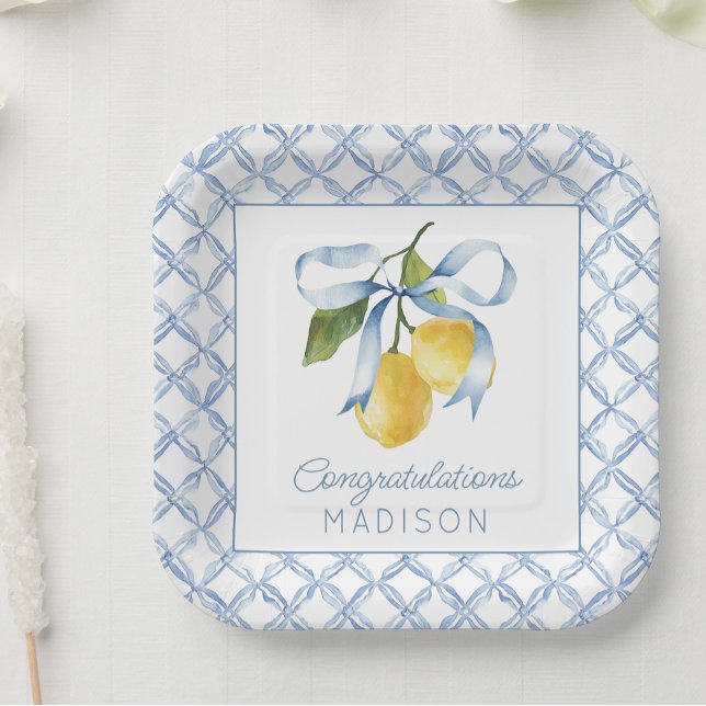Plato De Papel Lemones de arco azul azul personalizados (Subido por el creador)