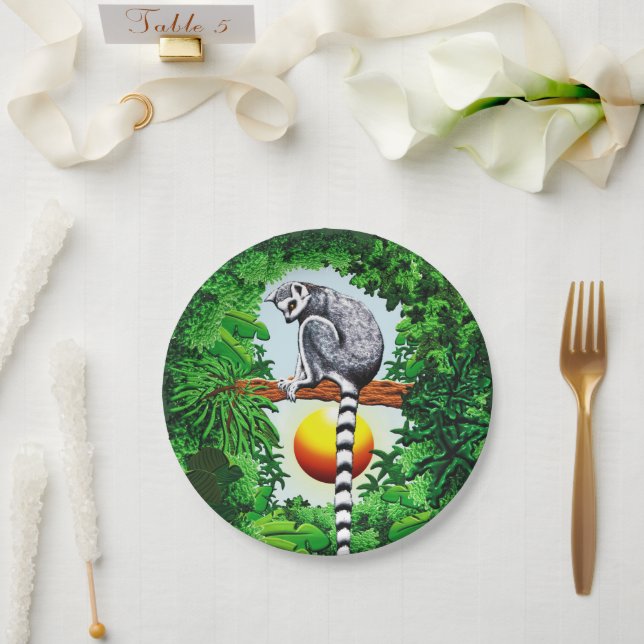 Plato De Papel Lemur de Madagascar (Boda)