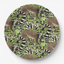 Plato De Papel Lemures de Madagascar en la jungla