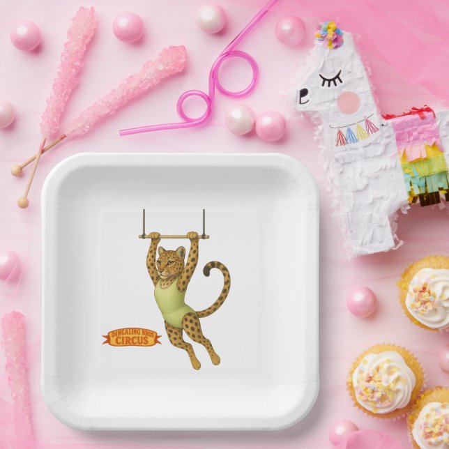 Plato De Papel Lena leopard trapeze artist (Fiesta)