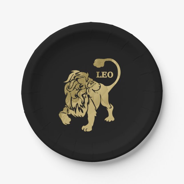 Plato De Papel Leo Lion Zodiac Black (Anverso)