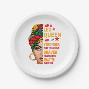 Plato De Papel Leo queen I am stronger funny birthday gift for Le