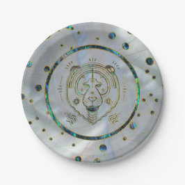 Plato De Papel Leo Zodiac Gold Abalone en Constellation