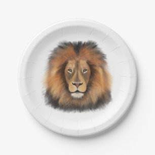 Plato De Papel león acuarela Leo rey safari animal selva gato