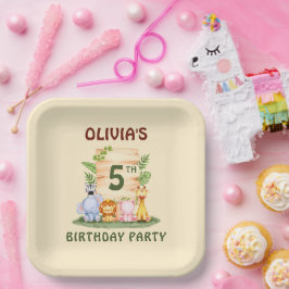 Plato De Papel León de la jirafa salvana hippo elefante de cebra