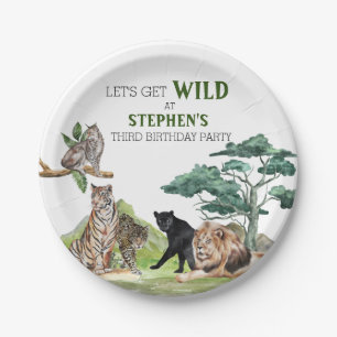 Plato De Papel León Grandes Felinos Selva Safari Cumpleaños Salva