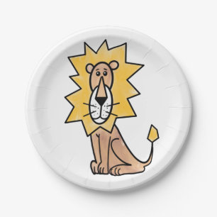 Plato De Papel león lindo dibujos animados niños retro safari sel