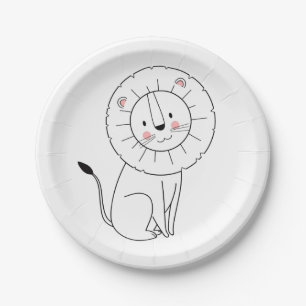 Plato De Papel León moderno de la selva/cumpleaños lindo de Bab