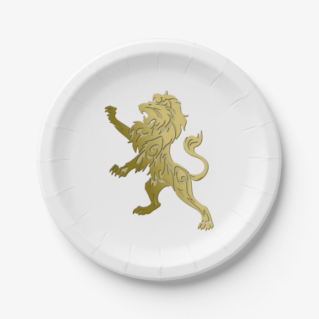 Plato De Papel León Real Dorado (Anverso)