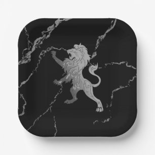 Plato De Papel León real plateado