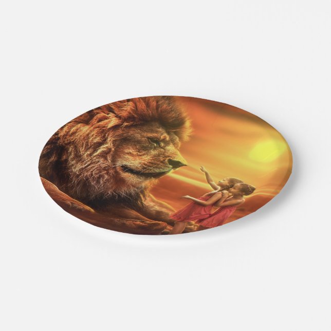 Plato De Papel León y niñas pequeñas (Angular)