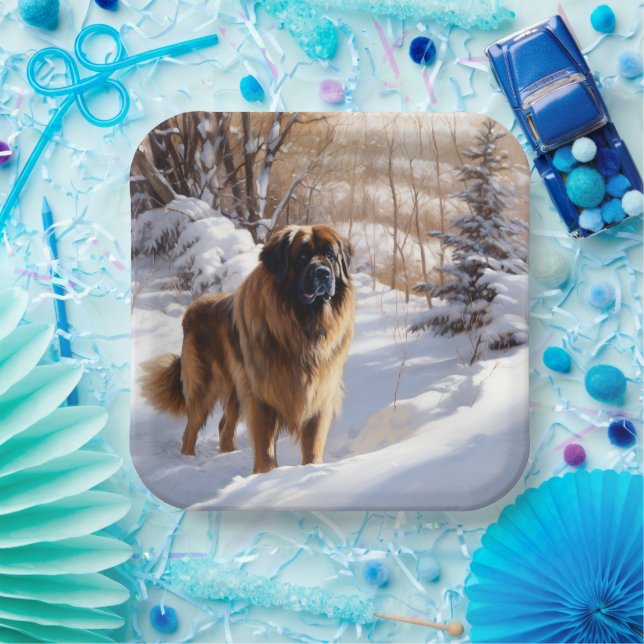 Plato De Papel Leonberger Let It Snow Navidades (Fiesta)