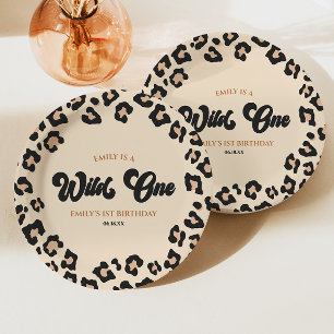 Plato De Papel Leopard Cheetah Print Wild One First Birthday Fies