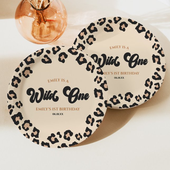 Plato De Papel Leopard Cheetah Print Wild One First Birthday Fies (Subido por el creador)
