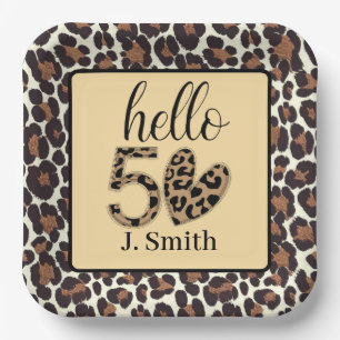 Plato De Papel Leopard Print 50th Birthday Paper Plates - Persona