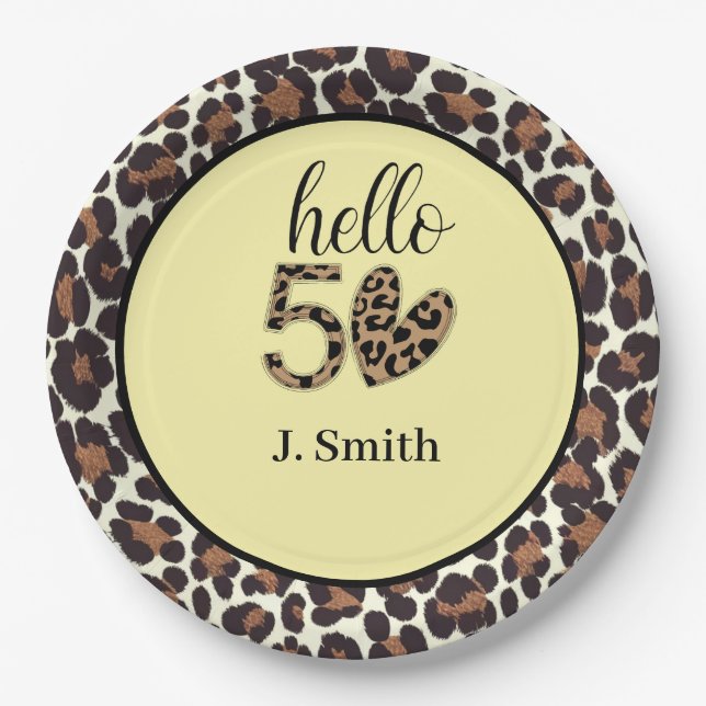 Plato De Papel Leopard Print 50th Birthday Paper Plates - Persona (Anverso)