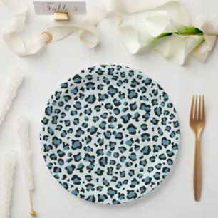 Plato De Papel Leopard Print, Leopard Spots, Blue Leopard