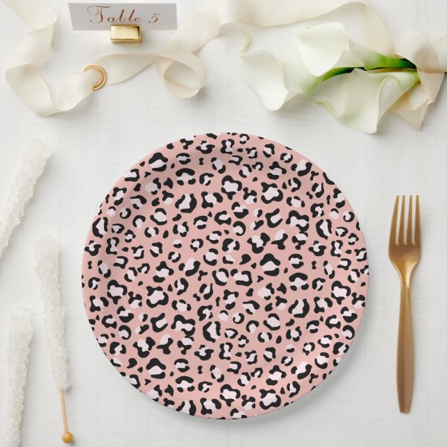 Plato De Papel Leopard Print, Leopard Spots, Pink Leopard (Boda)