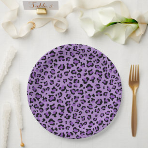 Plato De Papel Leopard Print, Leopard Spots, Purple Leopard