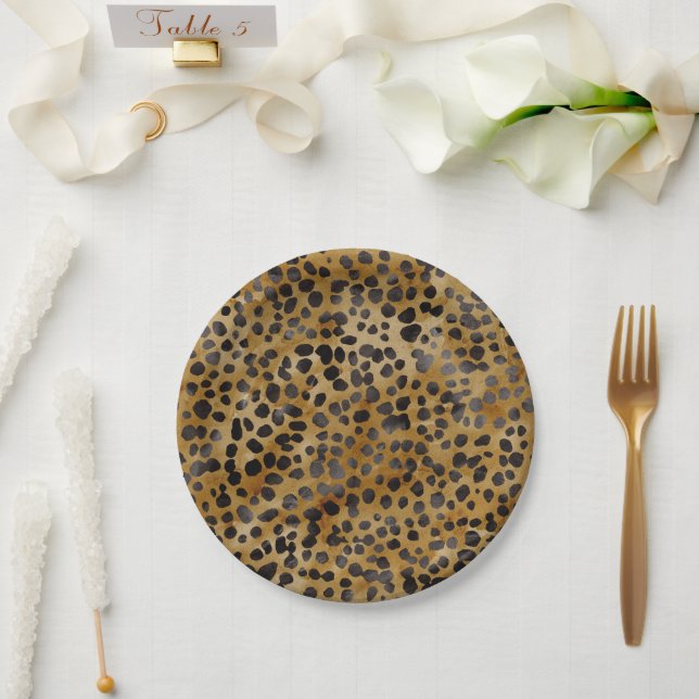 Plato De Papel Leopard Print Modern Trendy Bridal Shower (Boda)