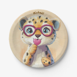 Plato De Papel Leopard Valentine's Day Heart Badge - Kids School 