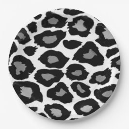 Plato De Papel Leopardo blanco y negro