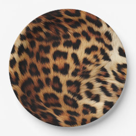 Plato De Papel Leopardo de crema marrón de moda