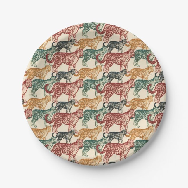 Plato De Papel Leopardo de estalking salvaje de selva tropical de (Anverso)