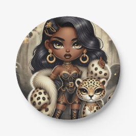 Plato De Papel Leopardo de la costura del Reino de los Animales