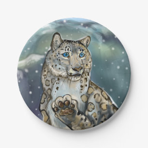 Plato De Papel Leopardo de la nieve