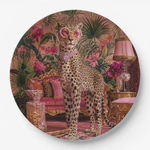 Plato De Papel Leopardo entre los helechos