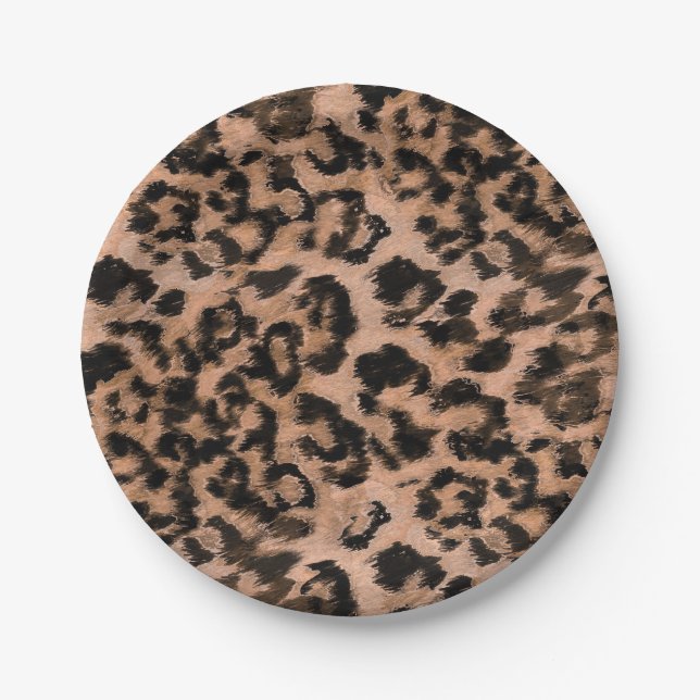 Plato De Papel Leopardo - huella animal descubierta (Anverso)