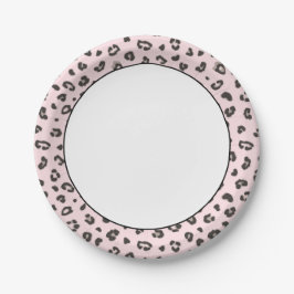 Plato De Papel Leopardo imprime gris y negro sobre rosa