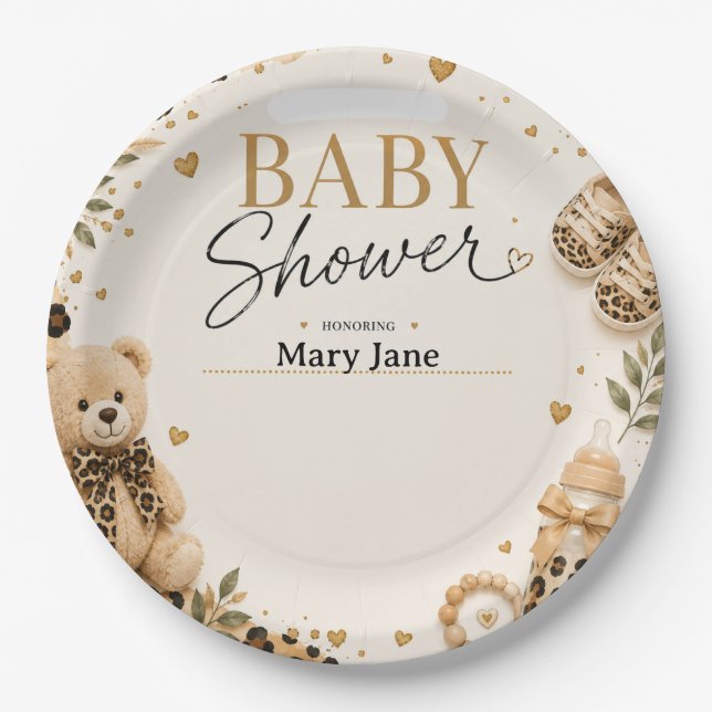 Plato De Papel Leopardo para Baby Shower (Anverso)