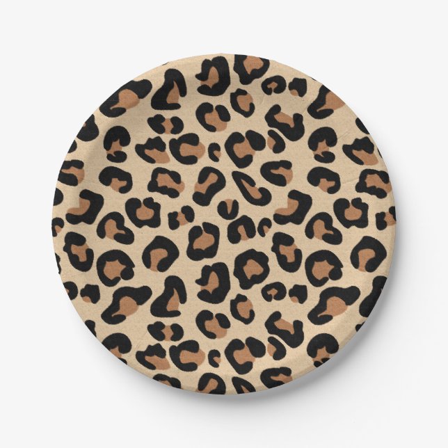 Plato De Papel Leopardo Print, Black, Rust and Tan (Anverso)