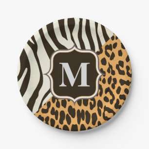 Plato De Papel Leopardo y cebra